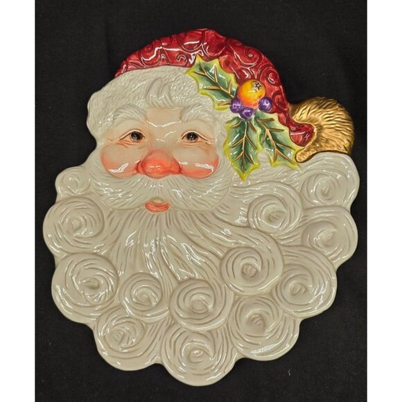 Vintage Fitz & Floyd Essentials Christmas Santa Face Serving or Decorative Plate - Picture 1 of 6